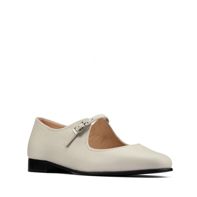 Women's Clarks Pure Flat Flat Shoes White | CLK756GMC