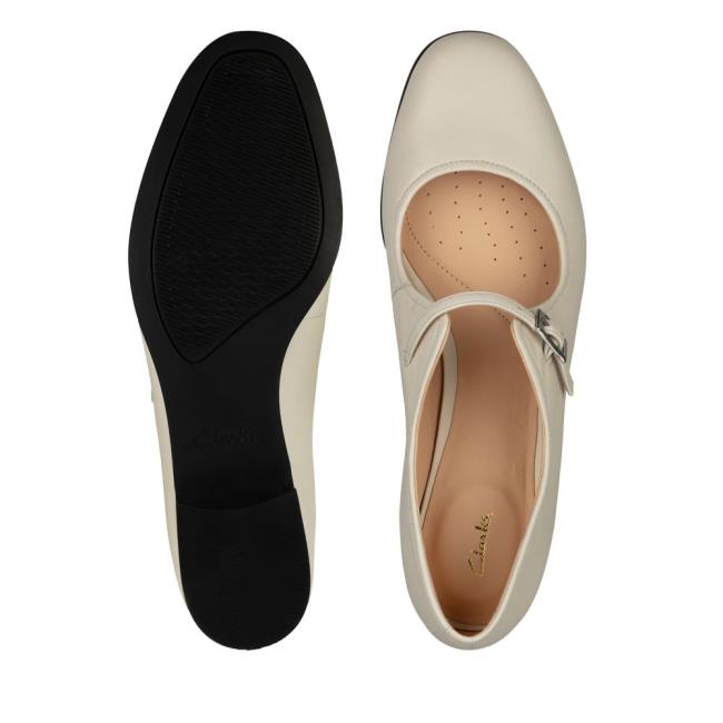 Women's Clarks Pure Flat Flat Shoes White | CLK756GMC