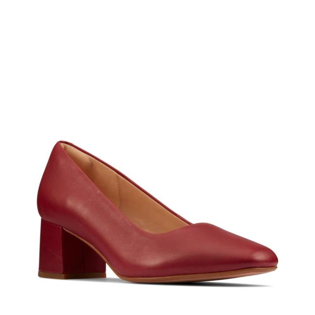 Women's Clarks Sheer55 Court Heels Shoes Red | CLK382IXP