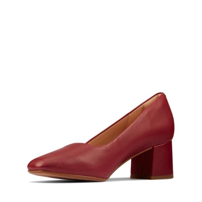 Women's Clarks Sheer55 Court Heels Shoes Red | CLK382IXP