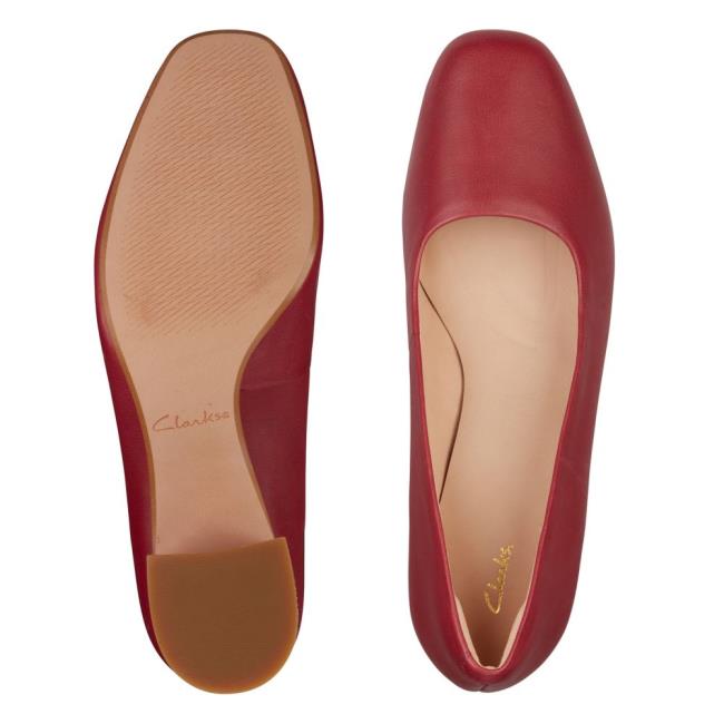 Women's Clarks Sheer55 Court Heels Shoes Red | CLK382IXP