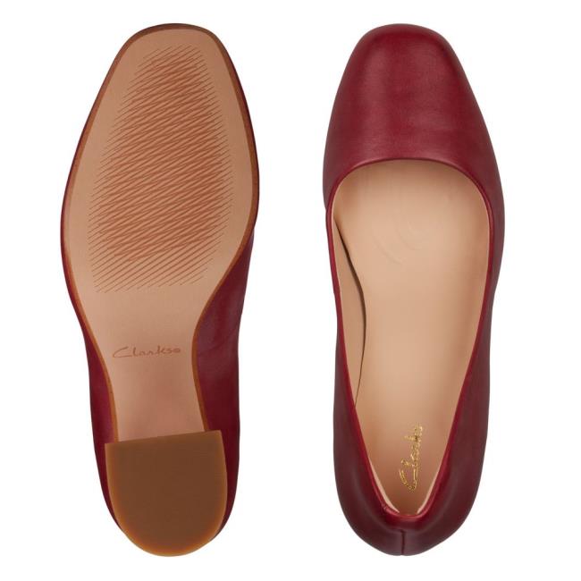 Women's Clarks Sheer85 Court Heels Shoes Red | CLK726LCV