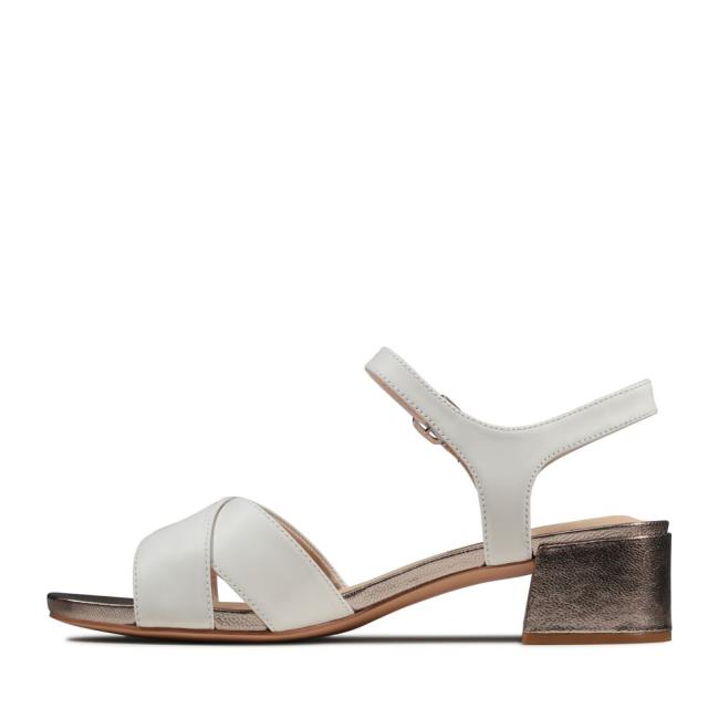 Women's Clarks Sheer 35 Strap Sandals White | CLK462YCX