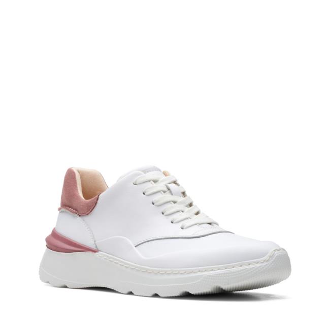 Women's Clarks Sprint Lite Lace Flat Shoes White Rose | CLK875CWU