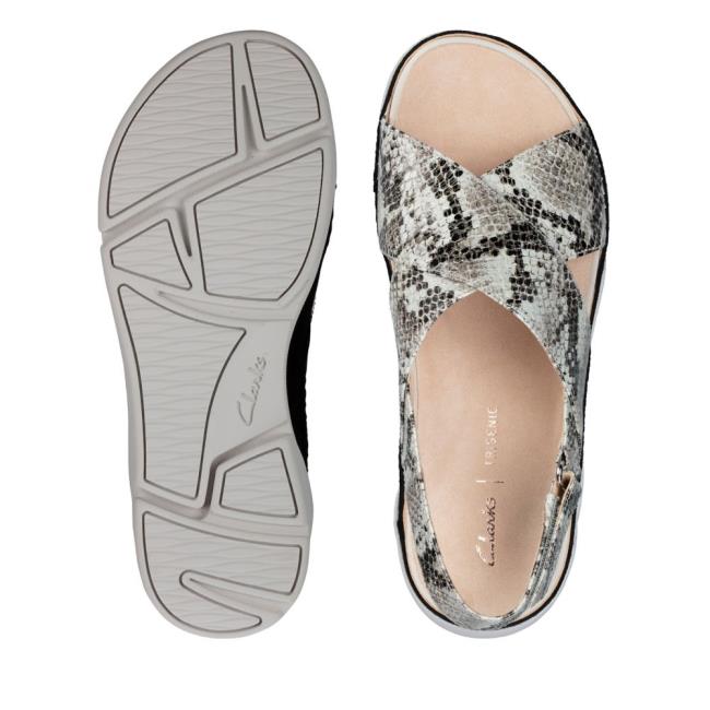 Women's Clarks Tri Alexia Sandals Grey Snake | CLK456ENU