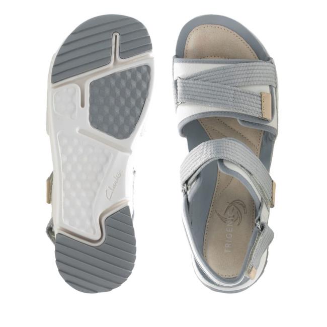 Women's Clarks Tri Walk Sandals White | CLK523LWZ