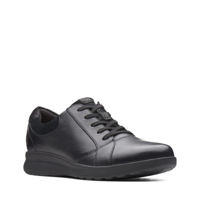 Women's Clarks Un Adorn Lace Sneakers Black | CLK154YKZ