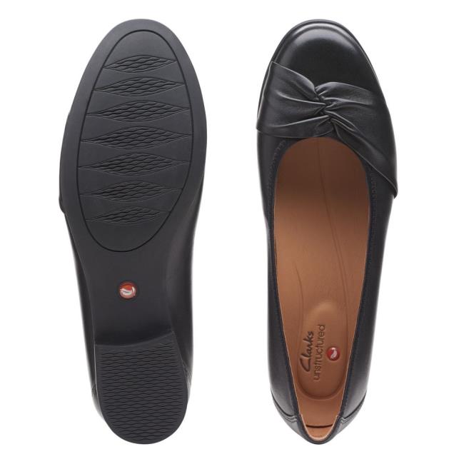 Women's Clarks Un Blush Wish Flat Shoes Black | CLK790DIR