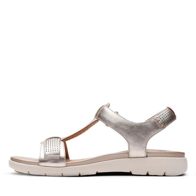 Women's Clarks Un Haywood Sandals Gold Metal | CLK740SPV