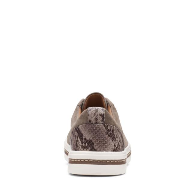 Women's Clarks Un Maui Lace Flat Shoes Grey Brown | CLK043UWQ