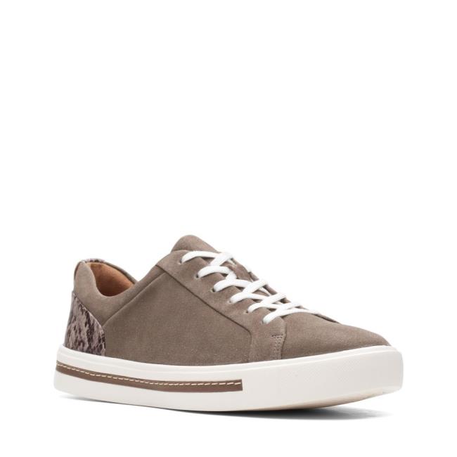 Women's Clarks Un Maui Lace Sneakers Grey Brown | CLK289REA