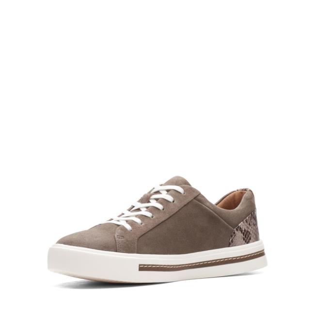 Women's Clarks Un Maui Lace Sneakers Grey Brown | CLK289REA