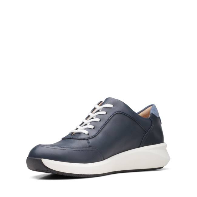 Women's Clarks Un Rio Mix Sneakers Navy | CLK386PLA