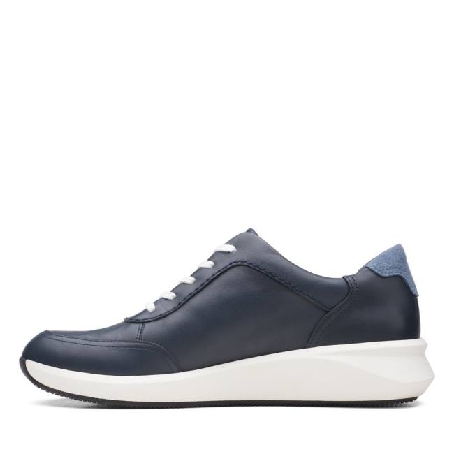 Women's Clarks Un Rio Mix Sneakers Navy | CLK386PLA