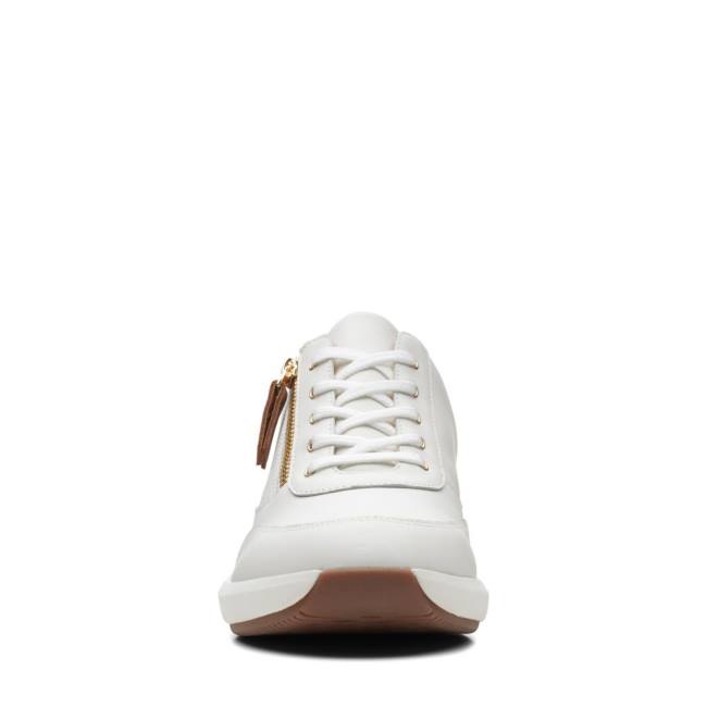 Women's Clarks Un Rio Zip Sneakers White | CLK580ZPC