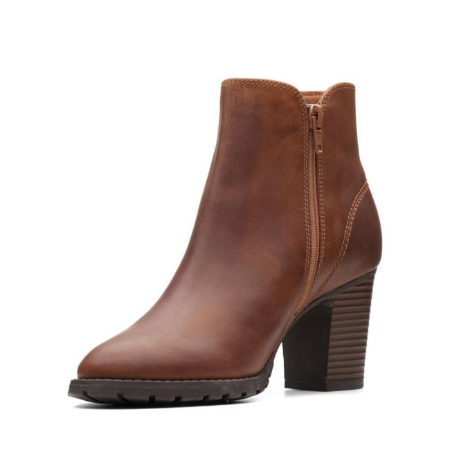 Women's Clarks Verona Trish Heeled Boots Dark Brown | CLK689YWU