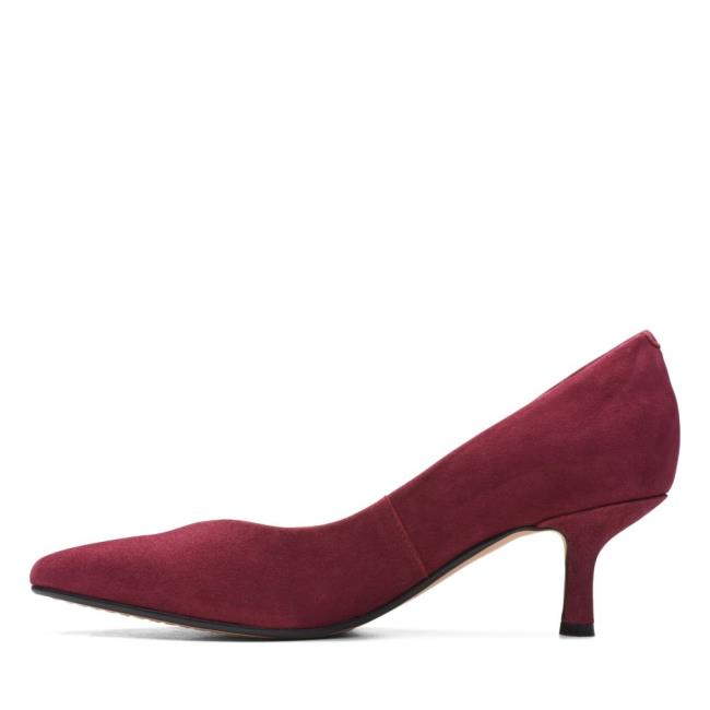 Women's Clarks Violet 55 Court Heels Shoes Red | CLK140HGI