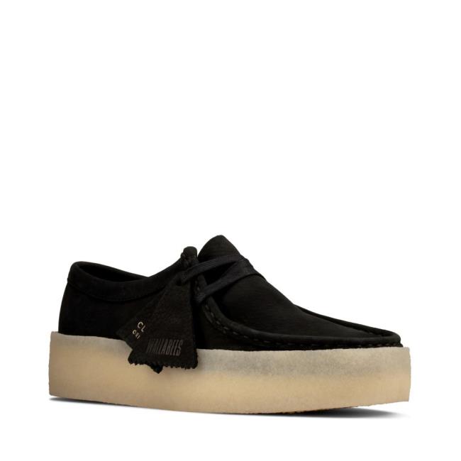 Women's Clarks Wallabee Cup Black Shoes Black | CLK574TBH