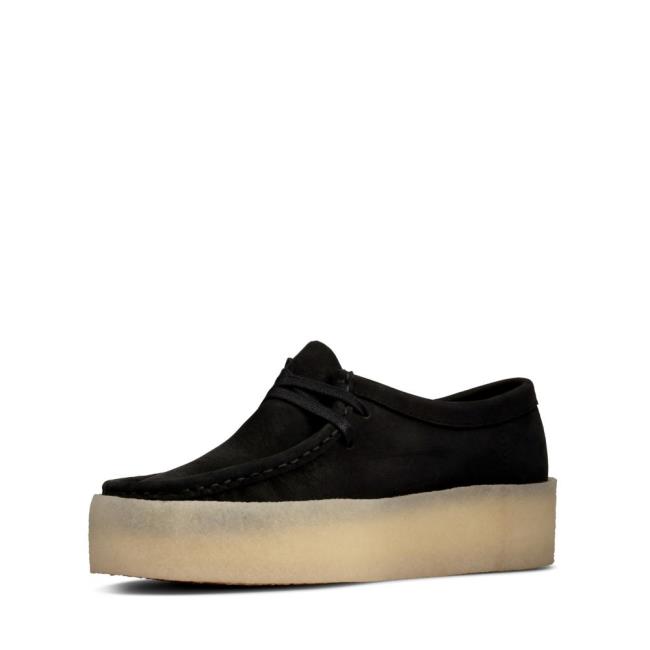 Women's Clarks Wallabee Cup Black Shoes Black | CLK574TBH