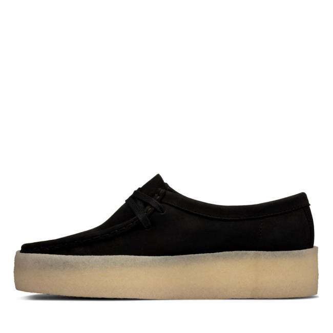 Women's Clarks Wallabee Cup Black Shoes Black | CLK574TBH