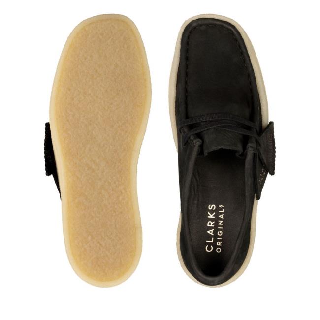 Women's Clarks Wallabee Cup Black Shoes Black | CLK574TBH