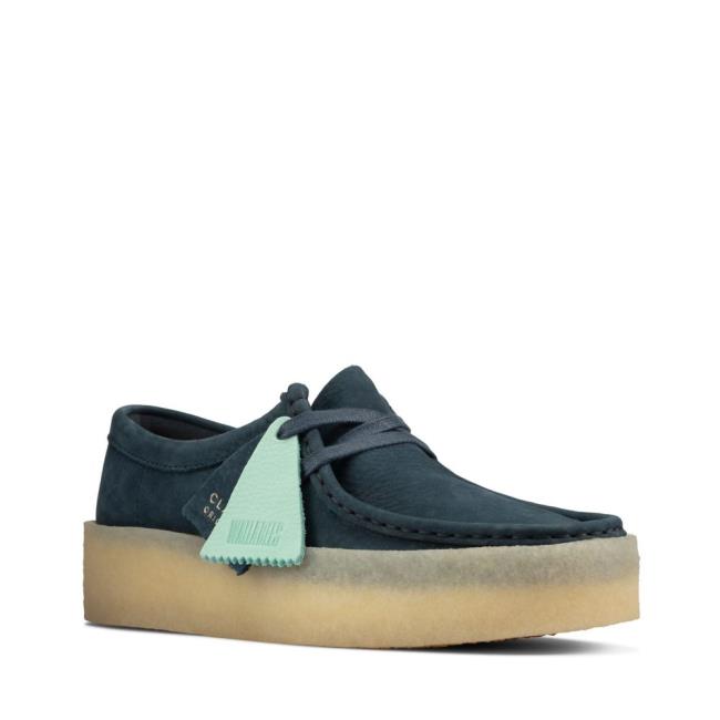 Women's Clarks Wallabee Cup Flat Shoes Blue | CLK846EWI