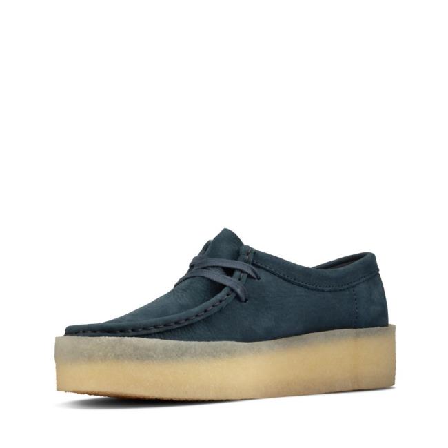 Women's Clarks Wallabee Cup Flat Shoes Blue | CLK846EWI