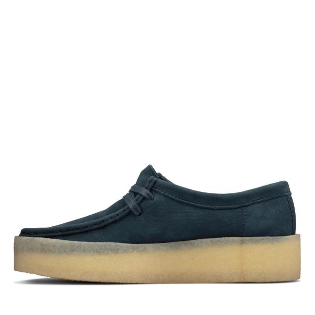 Women's Clarks Wallabee Cup Flat Shoes Blue | CLK846EWI