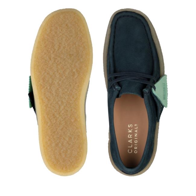 Women's Clarks Wallabee Cup Flat Shoes Blue | CLK846EWI