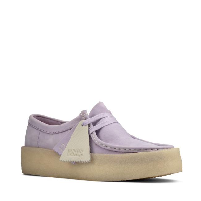 Women's Clarks Wallabee Cup Flat Shoes Purple | CLK308ASL