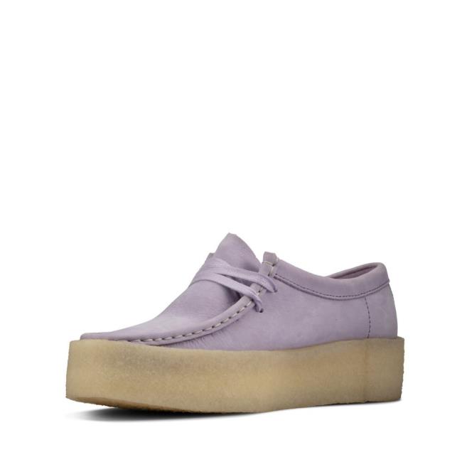 Women's Clarks Wallabee Cup Flat Shoes Purple | CLK308ASL