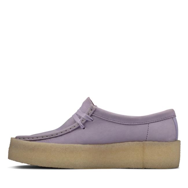 Women's Clarks Wallabee Cup Flat Shoes Purple | CLK308ASL