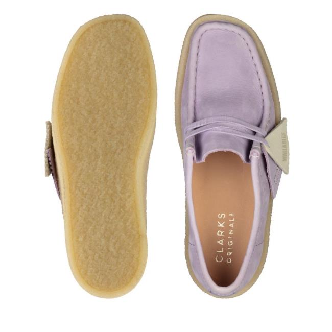 Women's Clarks Wallabee Cup Flat Shoes Purple | CLK308ASL