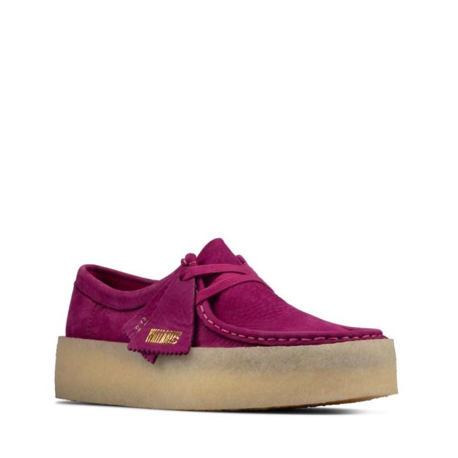 Women's Clarks Wallabee Cup Flat Shoes Purple | CLK701BDP