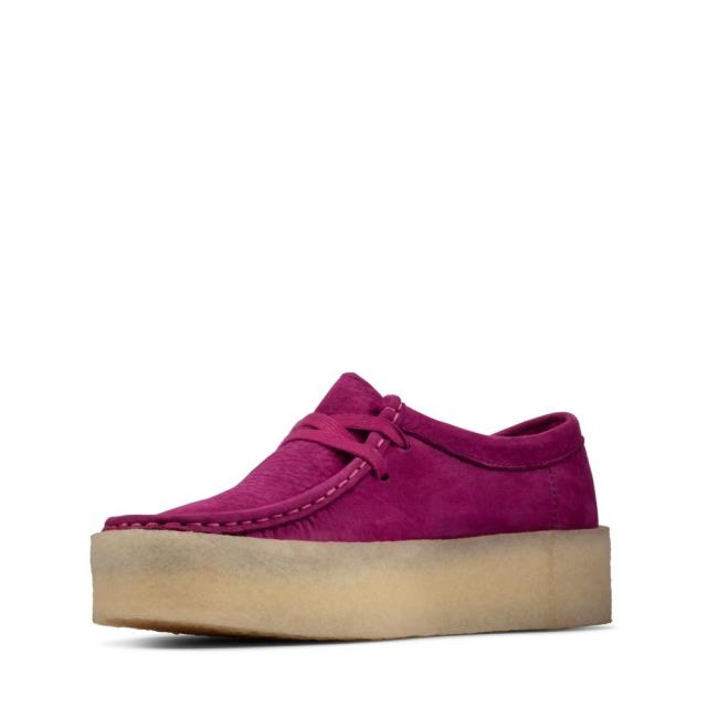 Women's Clarks Wallabee Cup Flat Shoes Purple | CLK701BDP