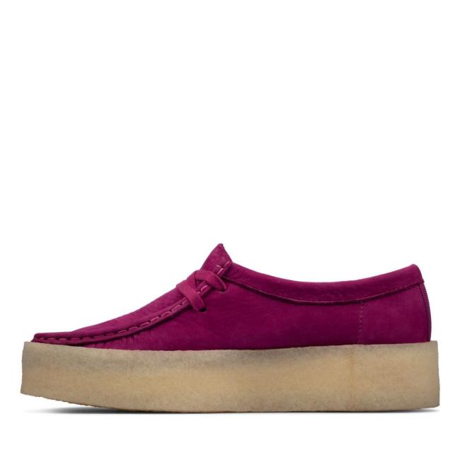 Women's Clarks Wallabee Cup Flat Shoes Purple | CLK701BDP