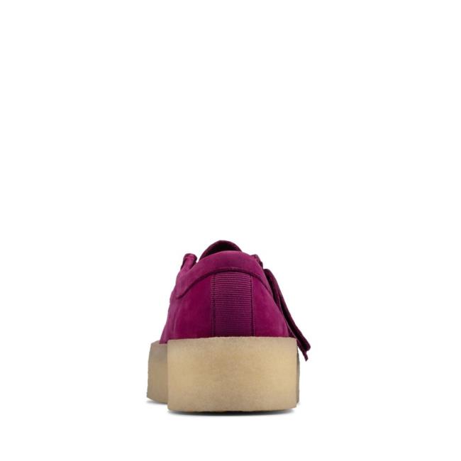 Women's Clarks Wallabee Cup Flat Shoes Purple | CLK701BDP