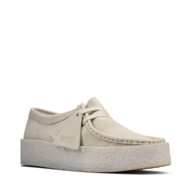 Women's Clarks Wallabee Cup Flat Shoes White | CLK437AWK