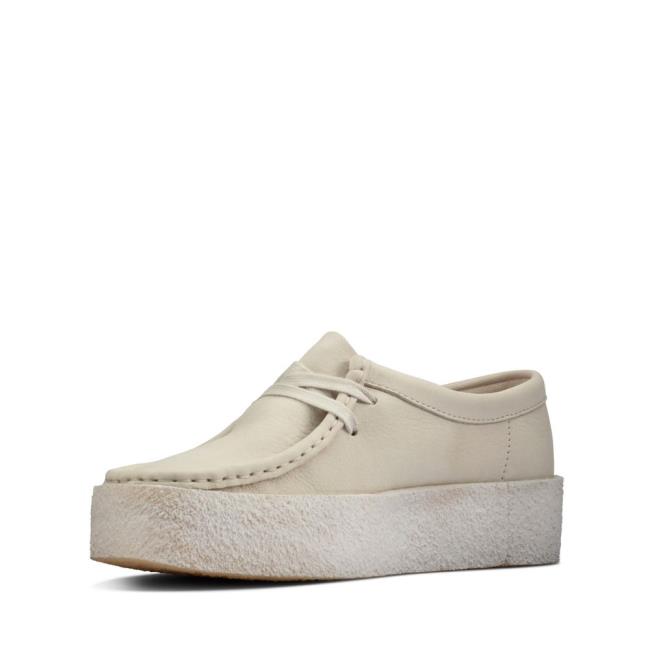 Women's Clarks Wallabee Cup Flat Shoes White | CLK437AWK