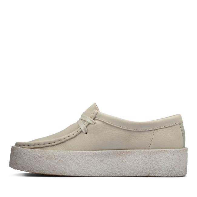 Women's Clarks Wallabee Cup Flat Shoes White | CLK437AWK