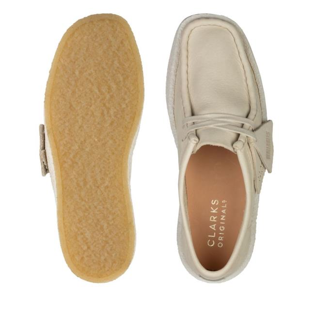 Women's Clarks Wallabee Cup Flat Shoes White | CLK437AWK