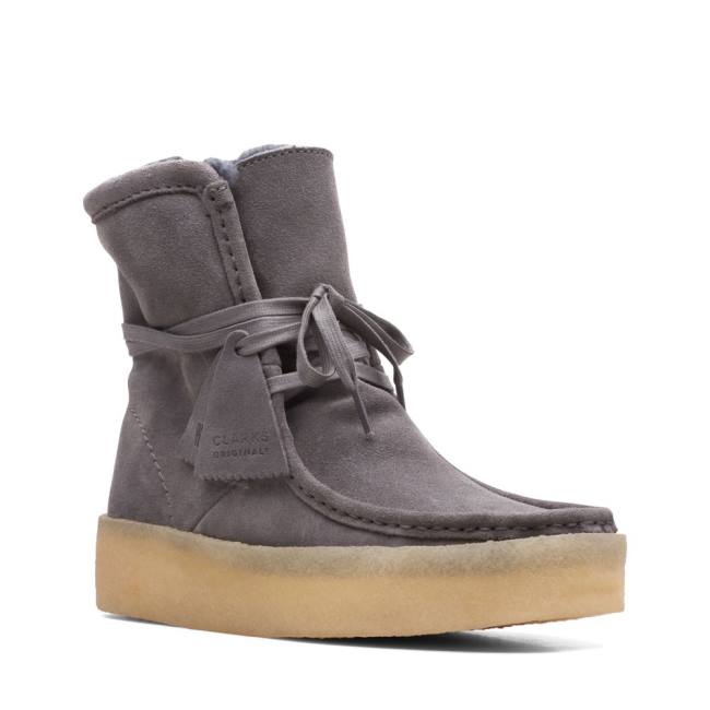 Women's Clarks Wallabee Cup Hi Casual Boots Grey | CLK623VXH