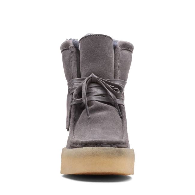 Women's Clarks Wallabee Cup Hi Casual Boots Grey | CLK623VXH