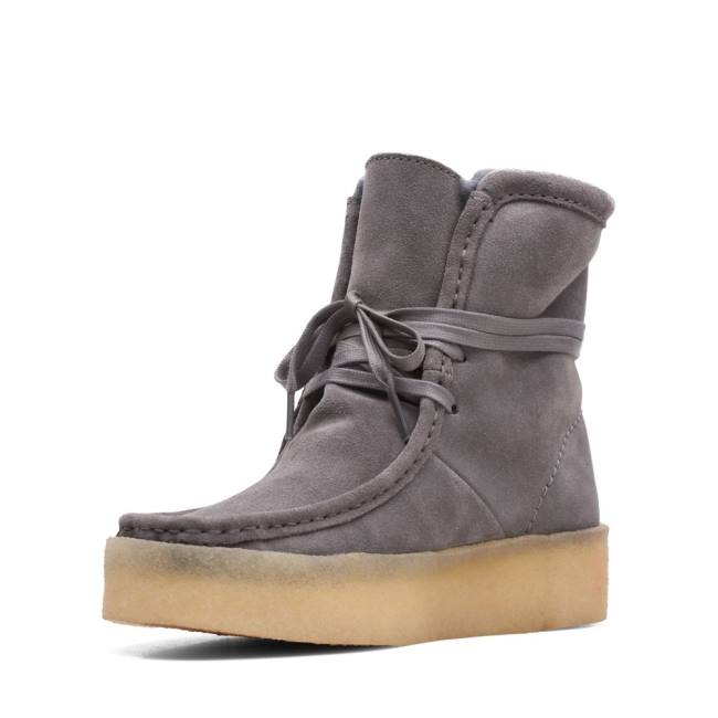 Women's Clarks Wallabee Cup Hi Casual Boots Grey | CLK623VXH