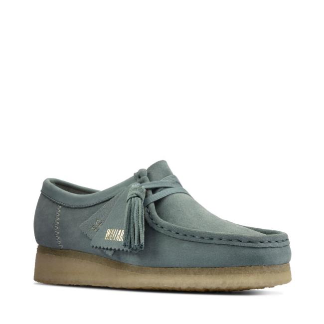 Women's Clarks Wallabee Flat Shoes Blue | CLK894ZNI