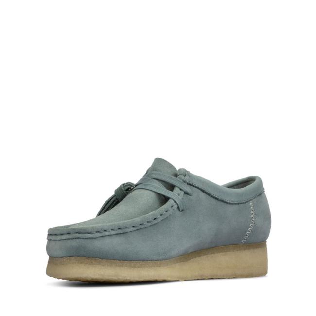 Women's Clarks Wallabee Flat Shoes Blue | CLK894ZNI