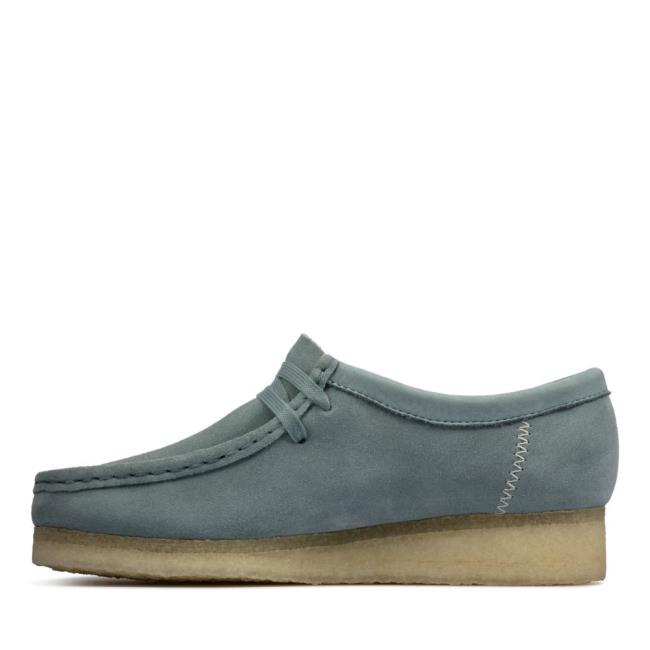 Women's Clarks Wallabee Flat Shoes Blue | CLK894ZNI