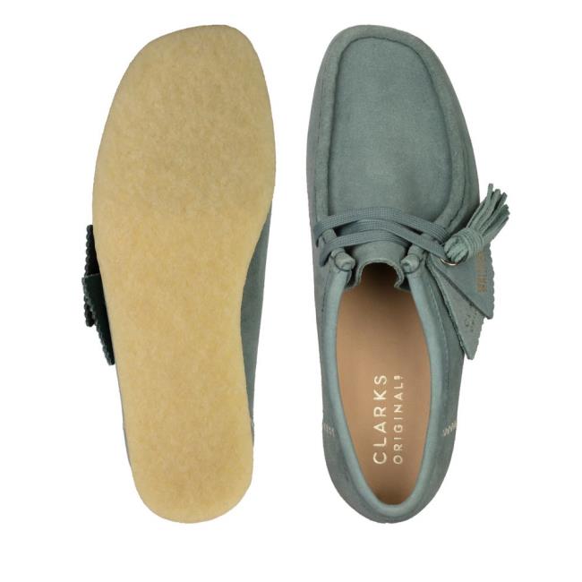 Women's Clarks Wallabee Flat Shoes Blue | CLK894ZNI