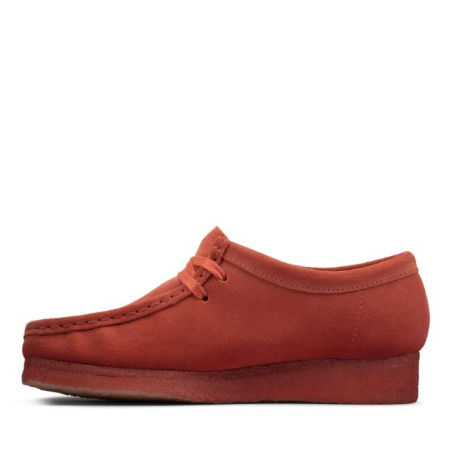 Women's Clarks Wallabee Flat Shoes Dark Pink | CLK975ERH