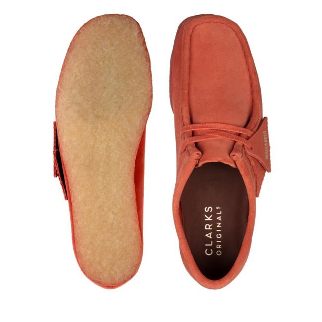 Women's Clarks Wallabee Flat Shoes Dark Pink | CLK975ERH